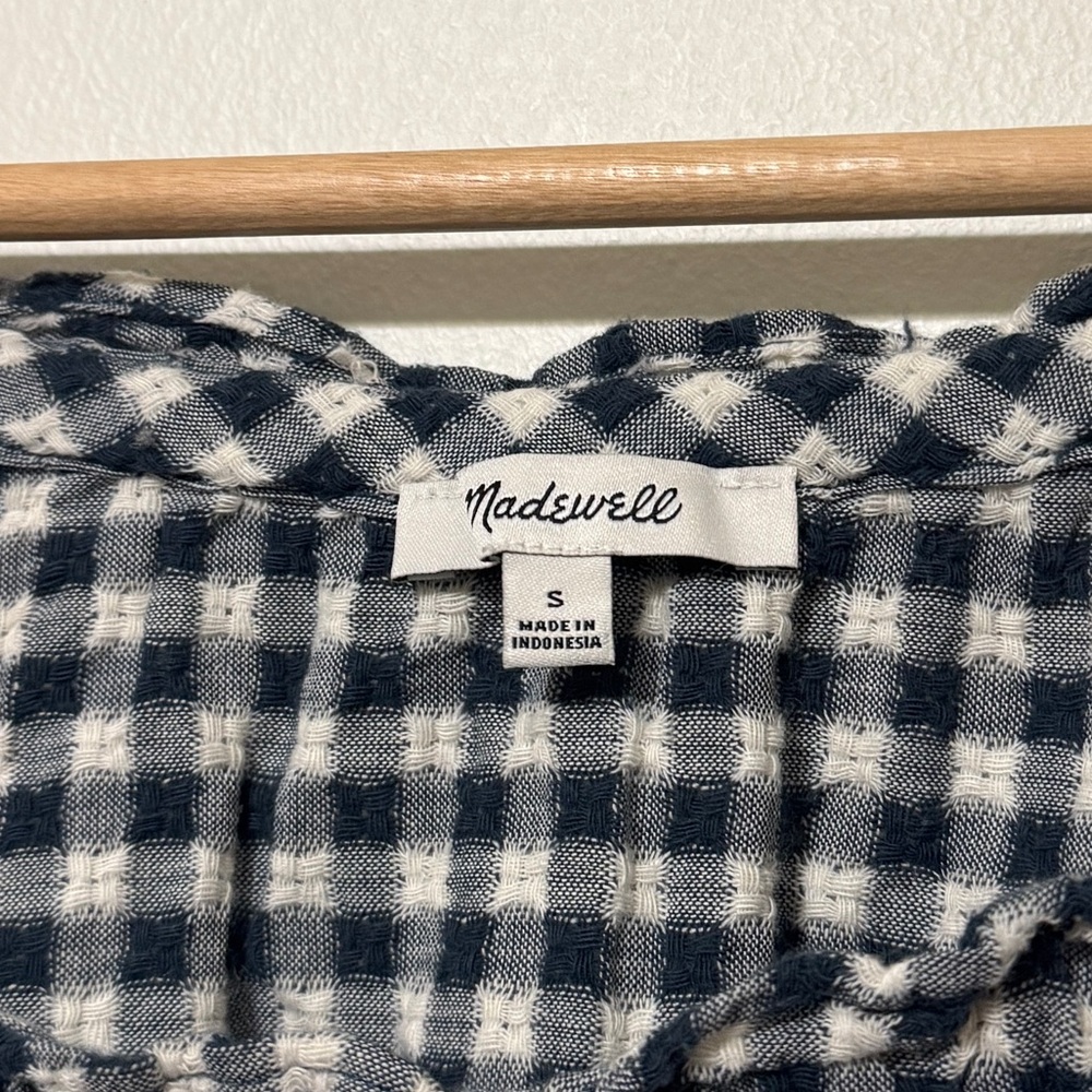 Madewell Sophia Top Size Small in Textured Windowpane Gingham Blouse - Picture 3 of 8